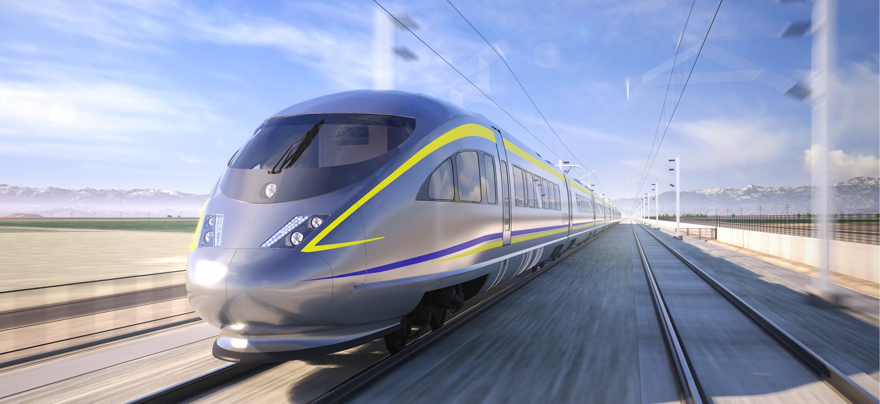 photo of rapidly accelerating California High-Speed Rail train